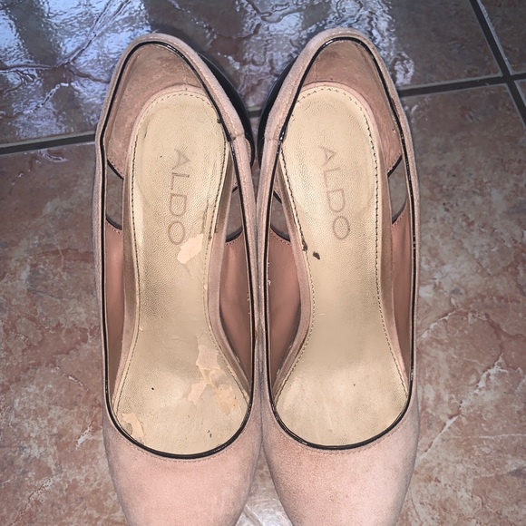 Aldo Janaye Heels Shoes Nude and Black Size 6.5 - Picture 8 of 10